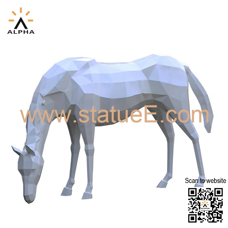 Metal white horse statue